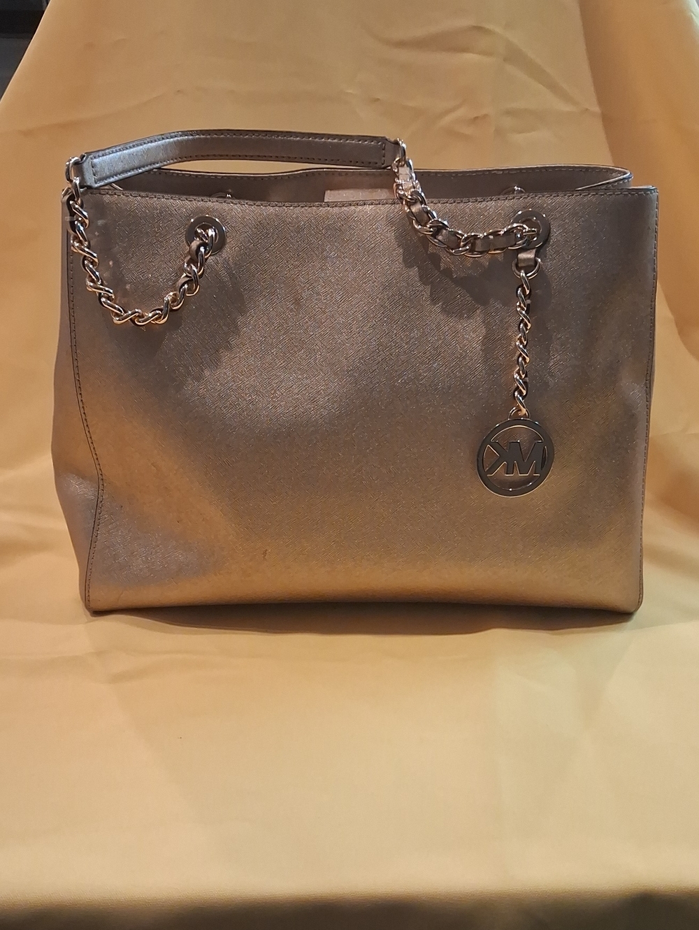 Michael Kors Shimmer Gold Chain-Handle Tote